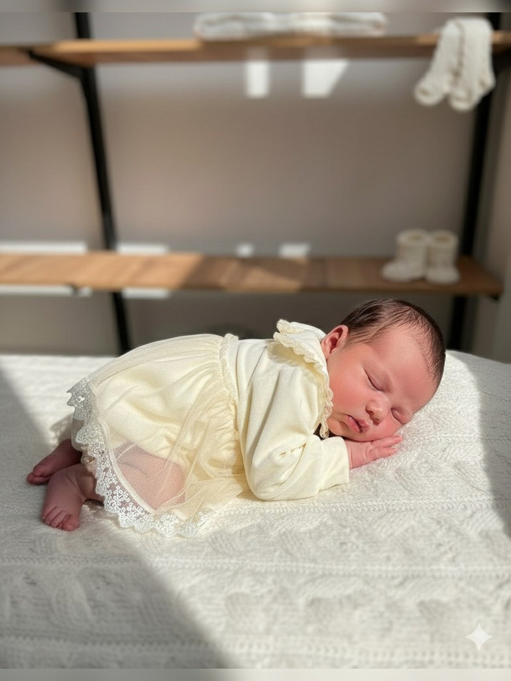 Cream Knit Newborn Romper - Fabulla Fashion