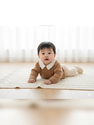 Brown Collared Knit Baby Set - Fabulla Fashion