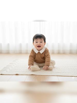 Brown Collared Knit Baby Set - Fabulla Fashion