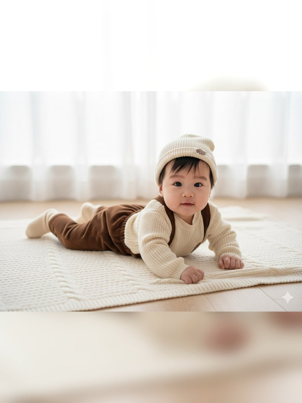 Brown Knit Romper with Bonnet - Fabulla Fashion