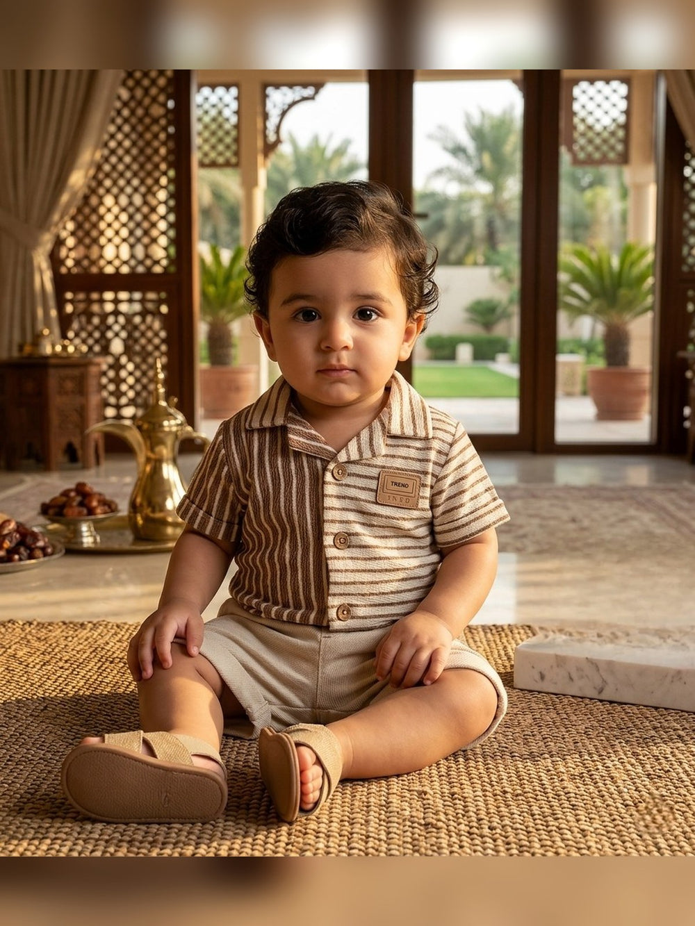 Brown Striped Shirt and Shorts - Fabulla Fashion