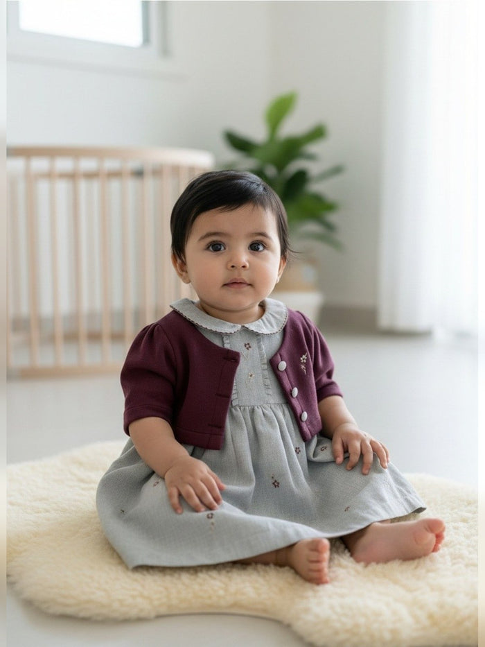 Burgundy Cardigan and Pinafore - Fabulla Fashion