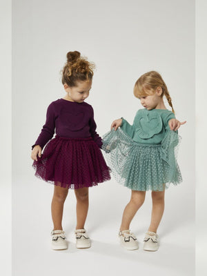 Burgundy Velvet and Tulle Set - Fabulla Fashion
