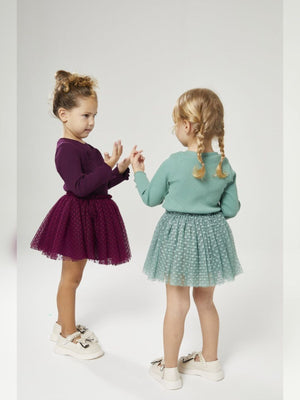 Burgundy Velvet and Tulle Set - Fabulla Fashion