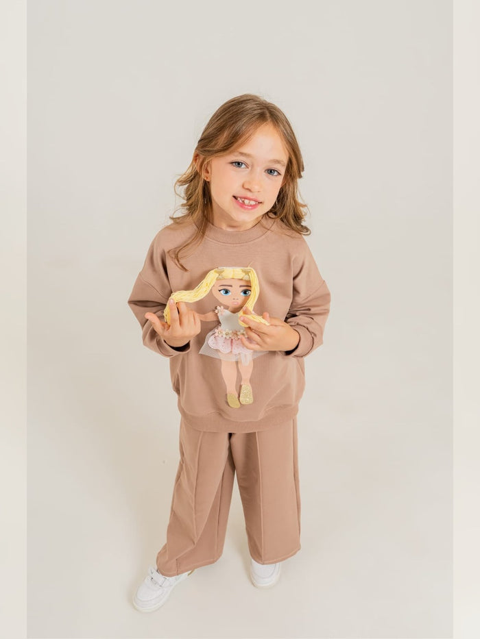 Camel Doll Sweatshirt Set - Fabulla Fashion