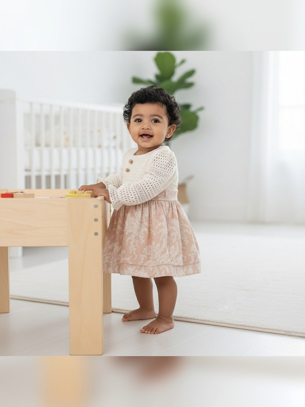 Cream Knit Baby Dress - Fabulla Fashion