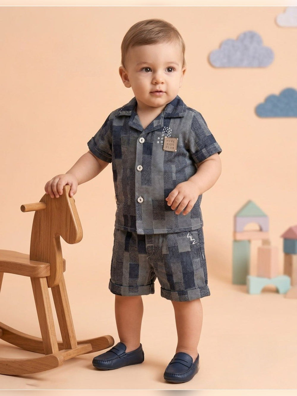 Denim Shirt and Shorts Baby Set - Fabulla Fashion