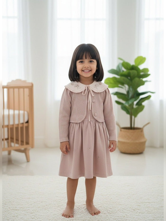 Mauve Collared Dress - Fabulla Fashion