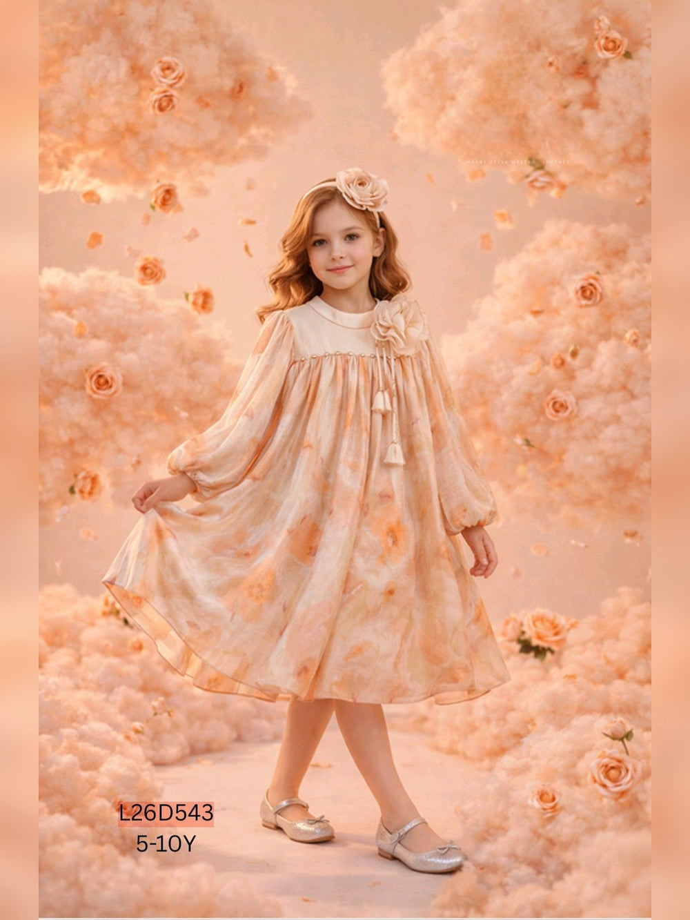 Peach Floral Dress - Fabulla Fashion