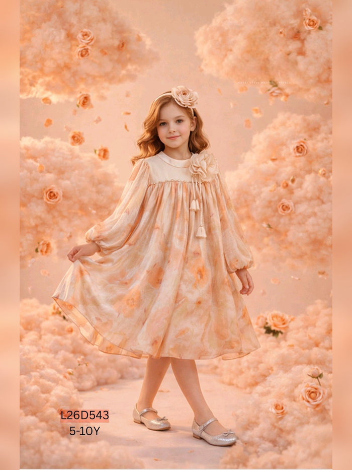 Peach Floral Dress - Fabulla Fashion