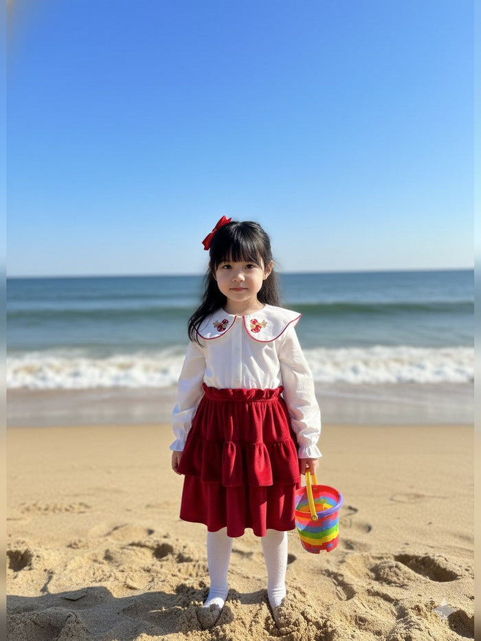Ruffle Top and Red Skirt Set - Fabulla Fashion