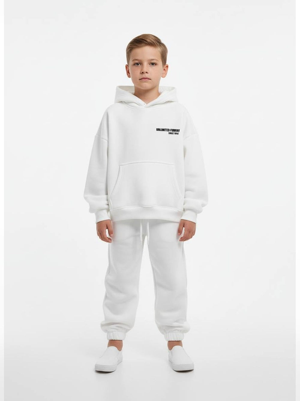 White Hoodie and Jogger Set - Fabulla Fashion
