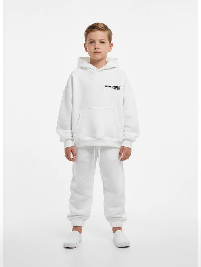 White Hoodie and Jogger Set - Fabulla Fashion