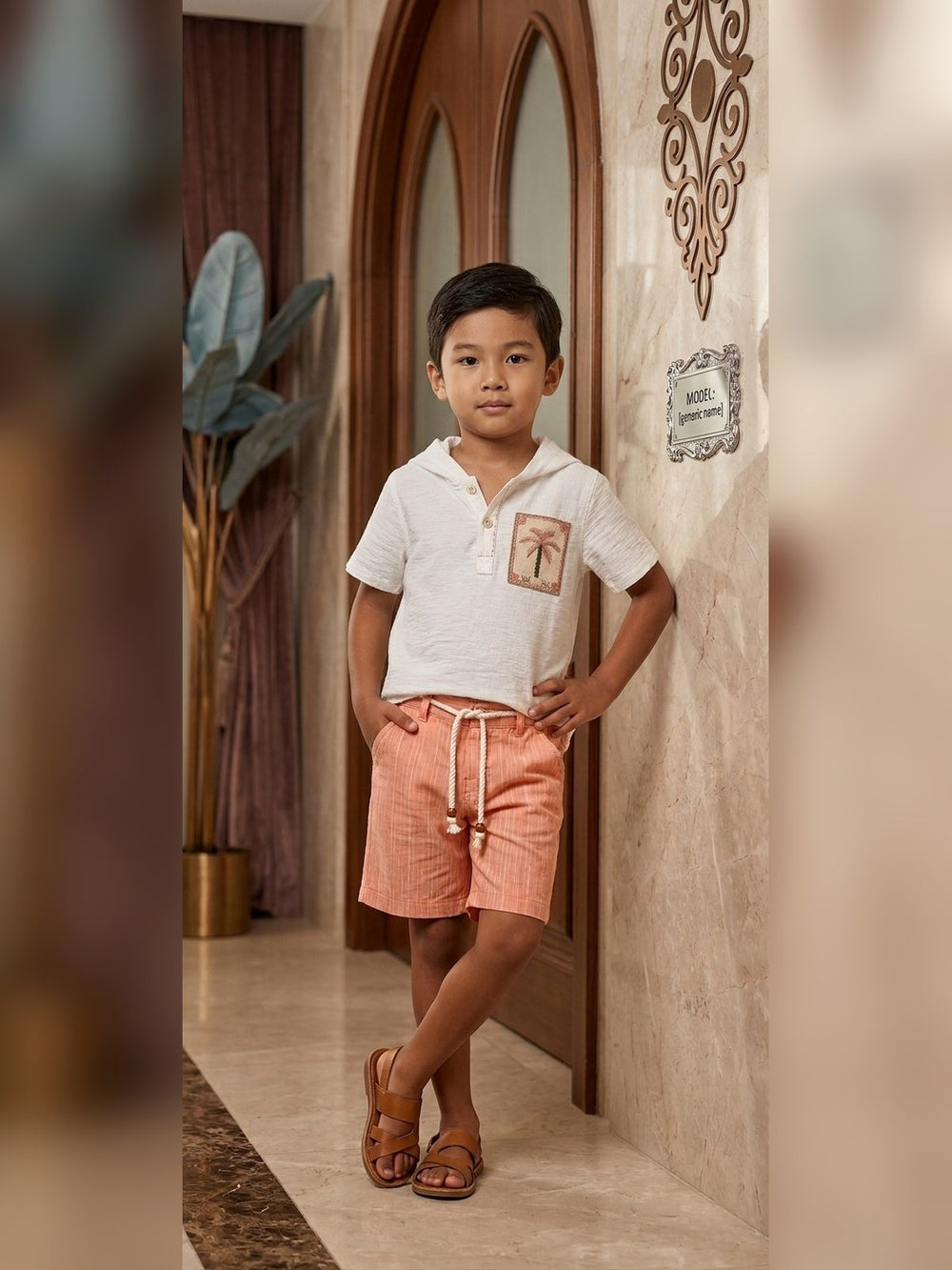 White Shirt and Coral Shorts - Fabulla Fashion